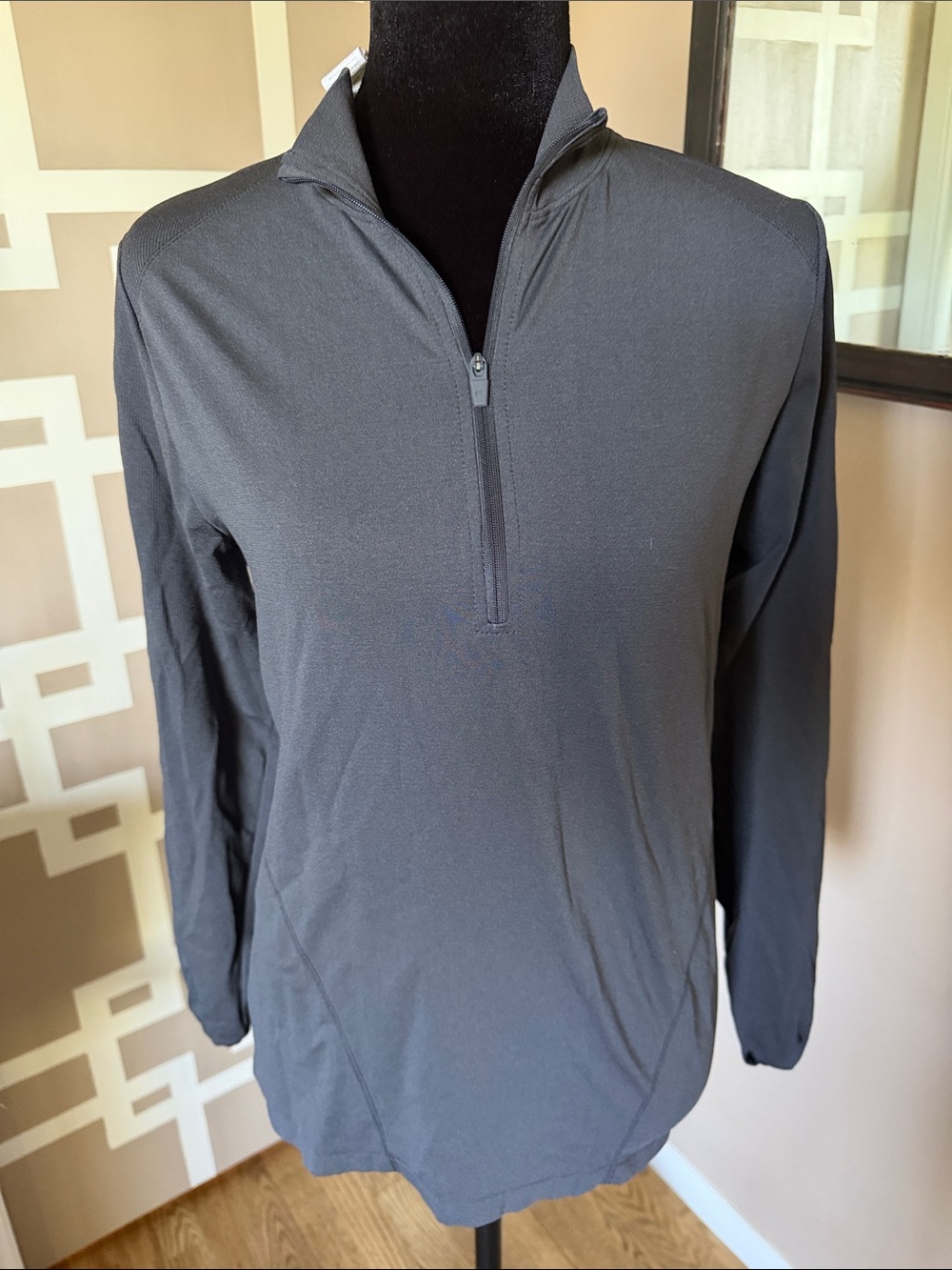 Fabletics Women's Phoenix Half-Zip Mid-Layer Top - Charcoal Gray Sz M